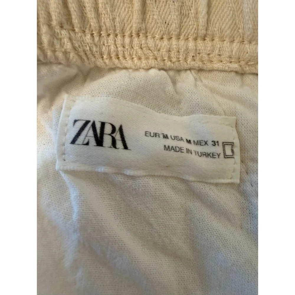 Zara textured pants in ecru linen blend size M